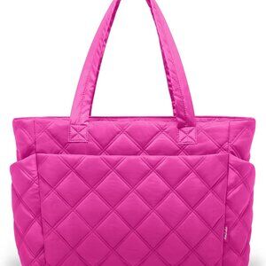 Women Puffer Tote Bag Lightweight Quilted Shoulder Travel Work Accessory